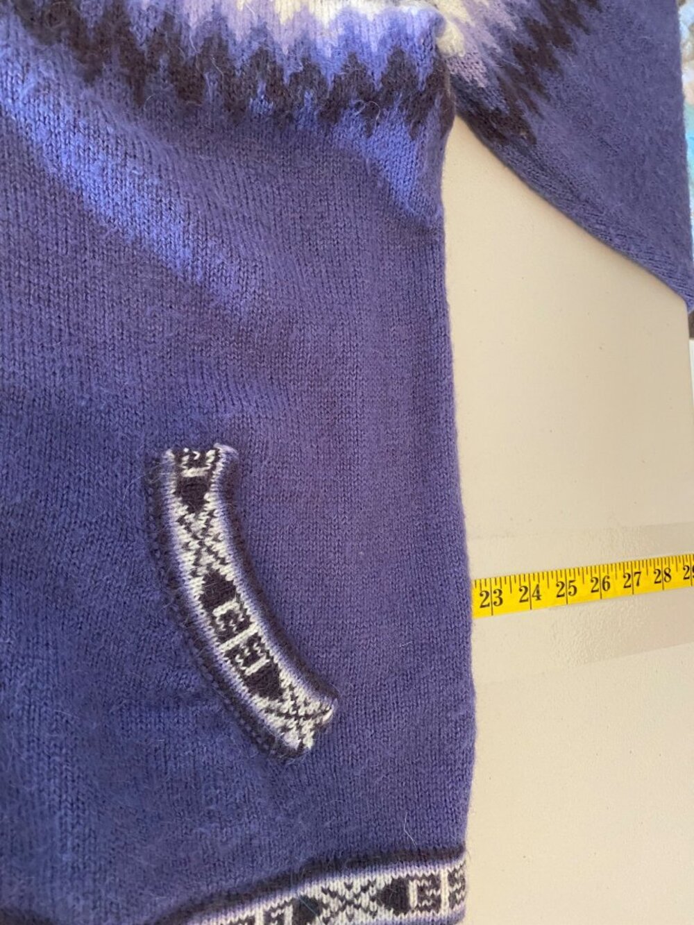 Alpaca Connection Purple Full-Zip Cardigan Sweater Llama Pattern Large - Picture 10 of 11
